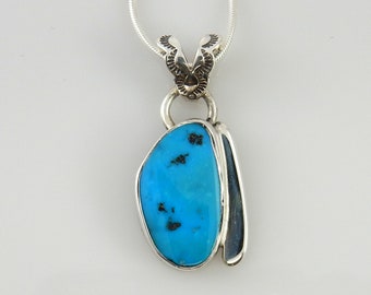Colgante de plata y turquesa, joyería de estilo suroeste, regalo para ella, colgante boho elegante de turquesa, hecho a mano, joyería de turquesa, idea boho.