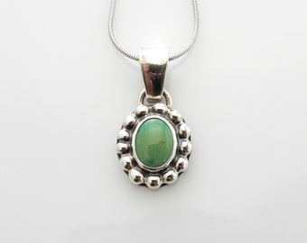 Unique Sterling Silver Tibetan Turquoise Pendant, Handmade Silver Green Turquoise Drop Pendant, Southwestern Silver Turquoise Pendant