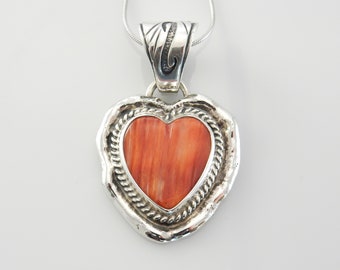 Sterling Silver Spiny Oyster Handmade Heart Pendant Beautiful silver spiny oyster drop pendant spiny oyster southwestern Heart pendant