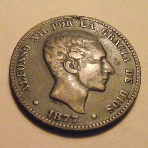 1877 espagnol Roi Alfonso XII 10 centimes #957