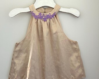 Upcycled Satin PJ Tank & Shorts Set with Lace Trim