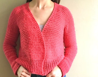 The Pink Sweater - Knitting Pattern PDF - Oversized Cardigan Knitting Pattern - Easy Beginner Knit Sweater - Knit Pattern PDF