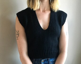 The Vest Sweater - Knitting Pattern PDF - V Neck, Crop Sweatervest - Simple Knit Vest Pattern