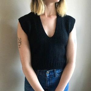 The Vest Sweater - Knitting Pattern PDF - V Neck, Crop Sweatervest - Simple Knit Vest Pattern