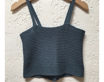 THE BIRD TANK - knitting pattern pdf - knit crop top pattern - ribbed tank top - knit bralette pattern