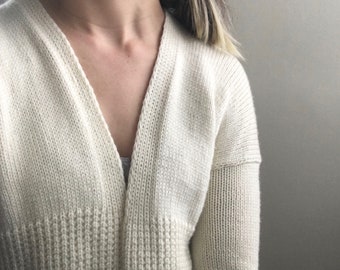 The Light Cardigan - PDF Knitting Pattern - Beginner Sweater Pattern - Simple Knit Cardigan