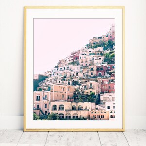 ポジターノ、アマルフィ海岸、ポジターノのプリント、ポジターノの写真、イタリアのホームデコレーション、イタリアのプリント、ピンクのプリント、ポジターノのホームデコレーション、アマルフィ海岸のプリント