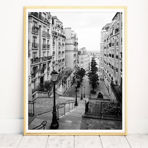 Paris Prints, Black and White, Paris Photography, Paris decor bedroom, Montmartre Paris, Paris Wall Art, Modern Large Print, Large Wall Art