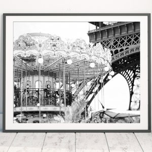 Black and White Paris Photography, Paris Prints, Minimalist Poster, Eiffel Tower Print, Black and White French Decor, French Wall Print image 1