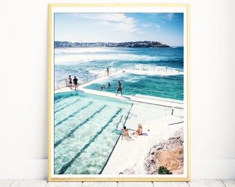 Large Beach Poster, Aerial Beach Print, Bondi Beach, Extra Large Wall Art, Bedroom Wall Art, Office Artwork, Sydney, Australia, Beach Photo