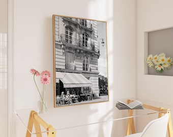 Black and White Classic Photography Print of a Cafe in Paris, Esmerelda Cafe Fine Art Print, Original Wall Art Print of Paris in France