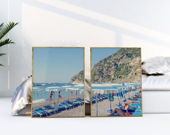 Positano Wall Art Diptych Photographic Prints, Set of 2 Positano Prints, Bedroom Wall Art, Living Room Beach Wall Decor, Italy Beach Decor