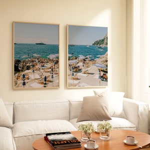 Living Room Wall Art, Capri Wall Art Diptych Photographic Prints, Set of 2 Capri Prints, Bedroom Beach Wall Decor, La Fontelina Beach Club image 1