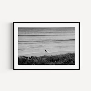 Australia Surf Photography, Black and White Fine Art Print of Surfers on the Beach in Australia, Coastal Wall Decor, Black & White Photo