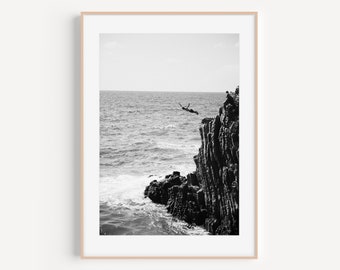 Italy Beach Print, Black and White Print, Beach Photography, Cinque Terre, Italy Beach Art, Italy Wall Art, Wall Decor Beach, Large Wall Art