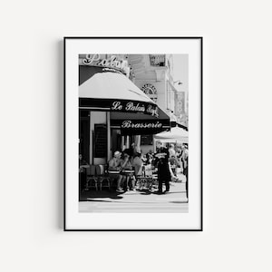 Black and White Classic Photography Print of a Cafe in Paris, Palais Royal Cafe Fine Art Print, Bedroom Wall Art, Original Art Print