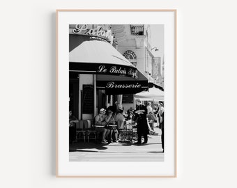 Black and White Classic Photography Print of a Cafe in Paris, Palais Royal Cafe Fine Art Print, Bedroom Wall Art, Original Art Print