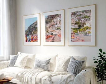 Positano, Triptych, Print Series, Amalfi Coast, Positano Print, Positano Photograph, Large Wall Art, Italy Print, Beach Print, Beach Home