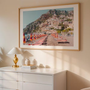 Horizontal Print of Positano Main Beach, Physical unframed Print, Gift for girlfriend, wife, Printed and delivered quickly to your door