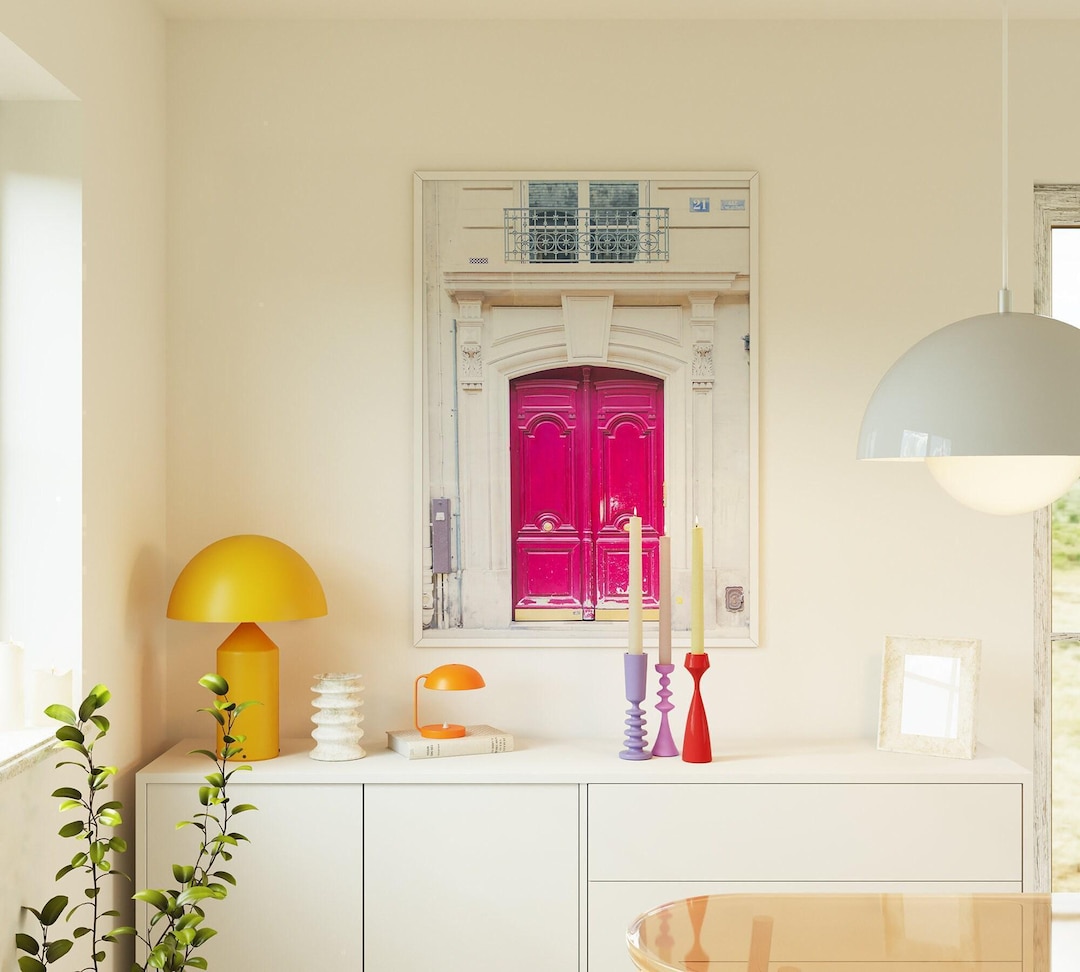 Paris Door Photography Print: Hot Pink Door Wall Art, French Home Decor ...
