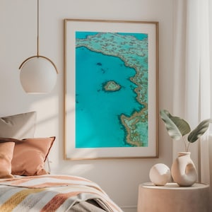 Heart Island Whitsunday Islands in Queensland Australia, Vertical Australian Print of Great Barrier Reef, Bedroom Wall Art, Ocean Photograph