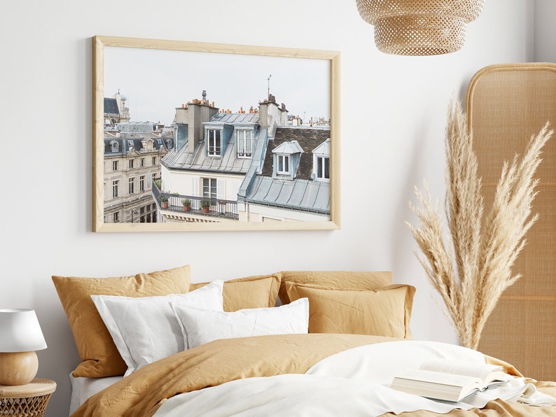 Paris Photograph, Wall Decor, Large Wall Print, Neutral Wall Decor, Paris, Paris Landscape, Paris Print, Paris Poster, Paris Roofs, Paris image 1