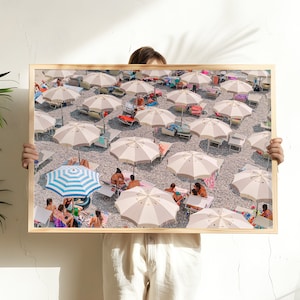 アマルフィビーチプリント、写真プリント、イタリアの写真、アマルフィ海岸のプリント、海岸のウォールアート、ビーチの写真、アマルフィの傘