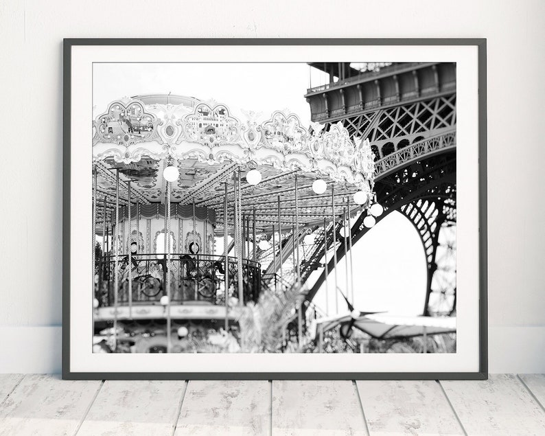 Black and White Paris Photography, Paris Prints, Minimalist Poster, Eiffel Tower Print, Black and White French Decor, French Wall Print image 1