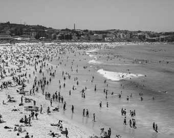 Aerial Beach Photo, Bondi Beach, Black and White, Vintage Beach Print, Vintage Print, Black, White, Bondi, Beach Print, Beach Photography