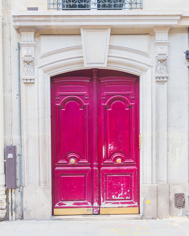 Paris Hot Pink Door Paris Door Print Magenta Door Paris | Etsy