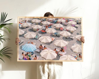 Amalfiküste Fine Art Print: Sonnenschirme Fotografie, Italien Küstenwand Kunst