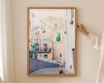Orange Vespa Fine Art Print: Nostalgic Sicily Wall Art