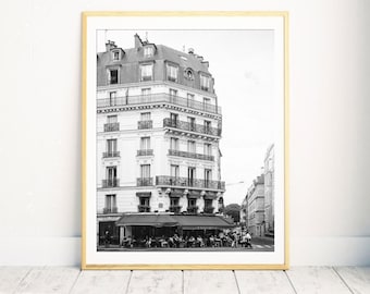 Black and White Paris Cafe Fine Art Print: Parisian Street Photography Print