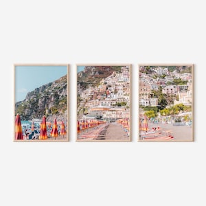 Positano, Triptych, Print Series, Amalfi Coast, Positano Print, Positano Photograph, Large Wall Art, Italy Print, Beach Print, Beach Home