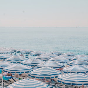 Nice Photography Print, Nice France Print, Nice Beach Photo, France Beach Print, Beach umbrellas Print, Mediterranean Sea, Summer Photograph image 2