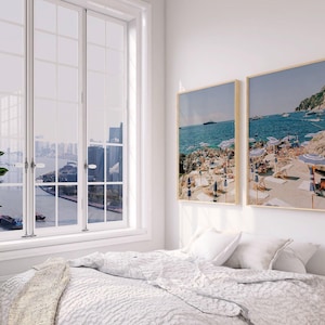 Large Mediterranean Capri Prints: Beach Club Wall Art (Set of Two)