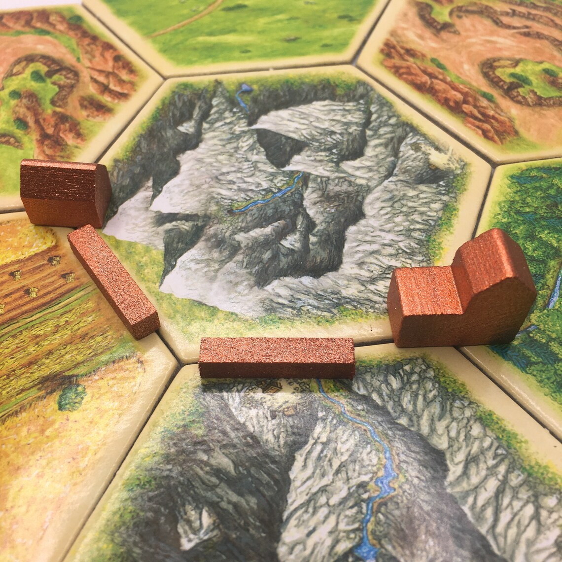 Catan Custom Colored Replacement Game Pieces Real Wood Etsy