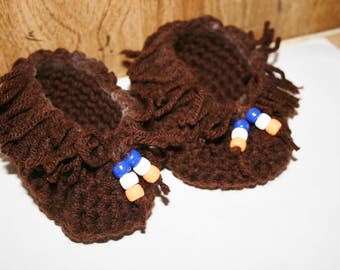 Infant Moccasins Handmade, crocheted moccasins Size Infant 0-3 months