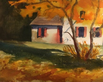 Original Watercolor Painting, Watercolor Landscape Painting, Fall Watercolor Painting