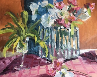 Original Floral Still Life, Flower Wall Decor, Flower Still Life Painting