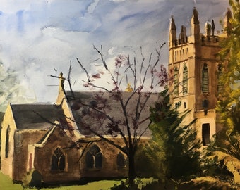 Original Landscape Painting, Church Painting