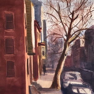 Original Painting, Urban Watercolor Painting, Philadelphia watercolor Painting