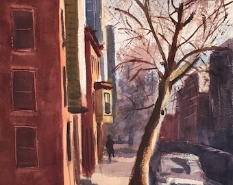 Original Painting, Urban Watercolor Painting, Philadelphia watercolor Painting