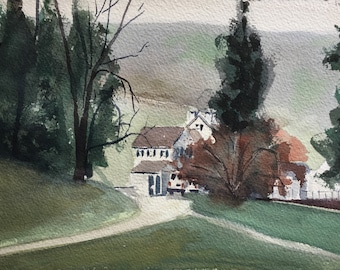 Original Watercolor Painting, Knox Estate Valley Forge Painting, Small Watercolor Painting