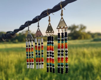 Western Beaded Fringe Earrings