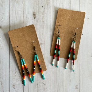 Western Beaded Earrings; Western Boho Earrings; Western Fringe Earrings
