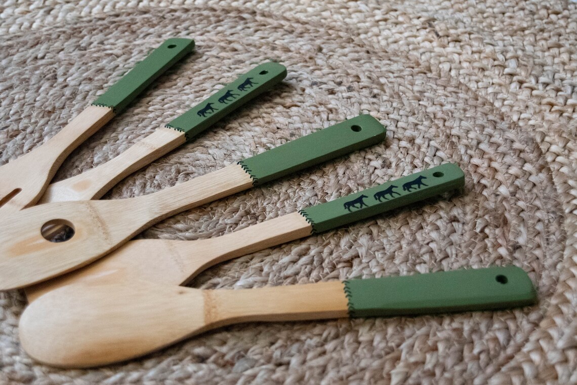 Rustic Sage Green Kitchen Utensil Set Horse Kitchen Utensil Etsy