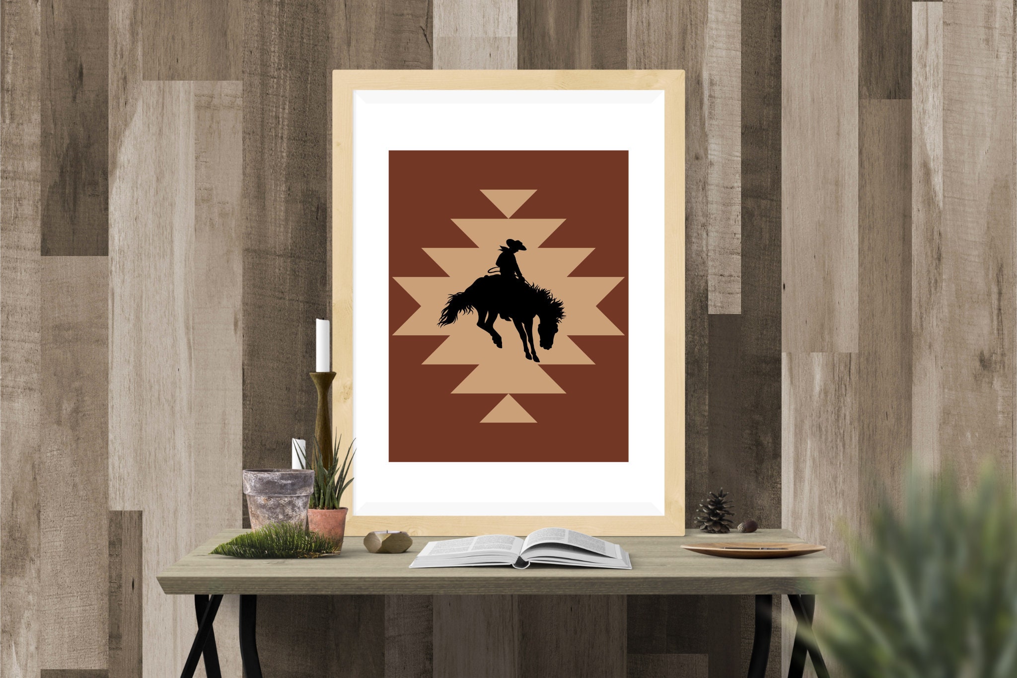Western Aztec Bucking Bronc Art Prints, Set of 2 - Etsy