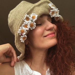 Daisy hat, Crochet Hat, sun Hat image 2