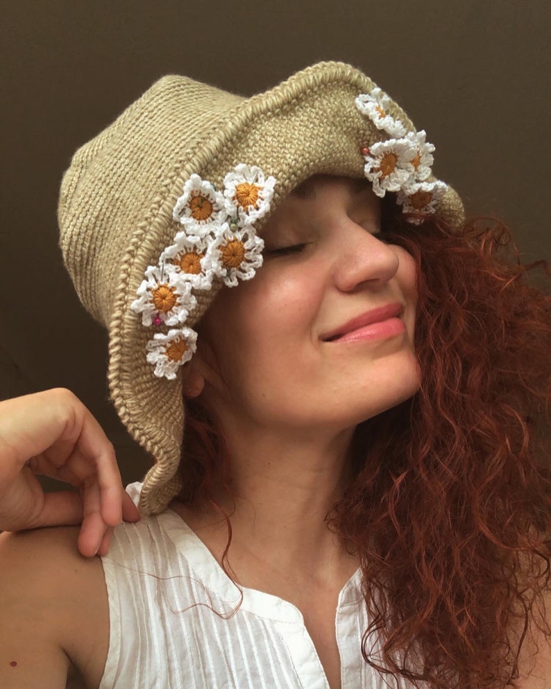 Daisy hat, Crochet Hat, sun Hat image 2